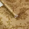 Papel de Parede Floral Grande Estilo Europeu 3D Amarelo Dourado para Sala de Estar, Hotel, Restaurante, Papel de Parede de Fundo Tridimensional Embossado de Luxo Transfronteiriço
