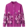 Jaqueta Cardigan de Malha Outonal para Mulheres de Meia-idade e Idosas, Roupa para Mãe, Sogra, Com Veludo Extra, Suéter Espessado, Blusa Estilo Primavera e Outono para Mãe