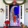 Decoración de Cubierta de Puerta de Navidad Tela de Fondo Verde de Navidad Cubierta de Puerta de Navidad Colgante de Puerta Decoración de Fiesta de Año Nuevo Tapiz de Cubierta de Puerta