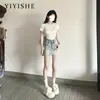 Saia Jeans Cintura Alta Estilo Americano Feminina Verão 2024 Nova Slim azul claro Hot Girl Stretch Linha A Saia de Quadril