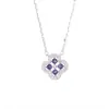 Colar de trevo de quatro folhas de ametista natural em prata de lei S925 da Silver City, pingente de trevo de quatro folhas com diamante, joia de corrente de clavícula da tendência nacional