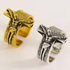 Anillo de Acero Inoxidable con Forma de Cruz Transfronterizo Europeo y Americano para Mujeres y Hombres, Unisex, con una Figura Clavada a la Cruz