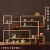 Prateleira de Bambu Casual Moderna, Armário Multi-Tesouro, Ornamentos de Bonsai, Pequeno Armário de Exposição de Madeira Maciça, Combinação de Armazenamento para Conjunto de Chá e Xícaras de Chá