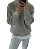 Suéter de punto informal de manga larga con media cremallera de estilo coreano para hombre, color liso, holgado, para venta al por mayor