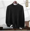 Nuevo suéter de cachemira para hombre de otoño e invierno con cuello semi-alto, mangas largas, estilo jersey, adecuado para ropa de negocios casual, capa base de punto