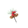 Folhas de Pinheiro de Natal Pinha Vermelha de Natal Acessórios de Inserção de Pinha Decorações de Natal DIY Embalagem Criativa para Caixa de Presente