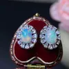 Aretes de Ópalo Natural con Piedras Cristalinas y Llenos de Brillo como Fuego, Piedra Principal 6*8mm, Finamente Elaborados en Plata S925