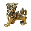 Adorno de Bestia Mítica Qilin de Latón Oficina Juego de Té Mascota de Té Qilin Volador Sólido Artesanía Metálica de Cobre Puro Adorno