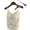 Sexy camisola de encaje de doble capa con copas en el busto, corte ajustado, espalda favorecedora, estilo de puro deseo 86130