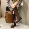 Botas Altas de Equilibrio con Suela Plana para Mujer 2026 Botas de Caña Simples con Punta Redonda para Salir de Compras Adelgazantes Botas Altas Cómodas