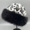 Sombrero de Felpa Transfronterizo para Mujer con Estampado de Leopardo, Sombrero de Gran Circunferencia de Cabeza, Sombrero Cálido para Orejas al Aire Libre de Otoño e Invierno, Sombrero Mongol a Prueba de Frío del Noreste