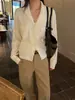 Cárdigan de Punto Han Xun Relajado y Elegante con Cuello Verde y Múltiples Bolsillos para Mujer 2026 Finales de Otoño Estilo Old Money Ropa Exterior 27499