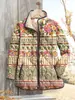 2025 Sitio Independiente Transfronterizo TEMU Moda Femenina Chaqueta Acolchada de Algodón Estampado Digital Floral Chaqueta de Algodón para Mujer F249