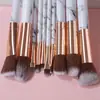 Set de Brochas de Maquillaje de Mármol de 10 Piezas con Cerdas Suaves, Portátil, para Polvos Sueltos, Rubor, Sombra de Ojos, Herramienta de Belleza