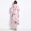 Saia Tencel Elegante e Suave, Vestido Estampado Drapeado Plus Size, Vestido Solto