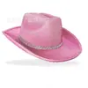 Fiesta de Halloween Sombrero de Vaquero Negro con Brillo de Diamantes Borde Crudo Sombrero de Vaquero de Compuesto Eva con Diamantes de Halloween