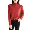 Tricô Gola Alta Meia Feminino Tricô Listrado nas Axilas 2024 Outono e Inverno Novo Slim Moda Estampa Interna Camisa Base Top