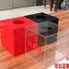 Caja transparente de acrílico para rifas, caja de regalo DIY para bodas, caja de recolección de objetos perdidos, caja de donación por mérito, caja pequeña de almacenamiento