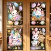 Cesta de huevos de colores de Pascua decoración de conejo adornos electricidad estática puerta de vidrio ventana pegatinas atmósfera 2027