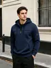 Sudadera con capucha para hombre, estilo primavera/otoño, forro polar, con bolsillos con cremallera, ropa deportiva casual, color liso, estilo pullover