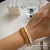 Nueva Pulsera Coreana de Perlas Barrocas de Agua Dulce de Doble Capa Simple Elegante Ins de Alta Gama Retro Pulsera Francesa