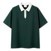 240g grueso libra antiguo familia con estilo académico contraste de color media cremallera moda solapa manga corta camisa POLO personalizada estampada palabra bordada