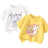 Camiseta de Manga Curta para Meninas Menina Pequena Algodão Puro 2026 Novo Verão Doce Roupa Infantil Manga Meia Estação Roupas de Verão Infantil Verão Fina T
