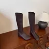 Nuevas botas altas de mujer para primavera y otoño 2026, botas elásticas de punta redonda, botas de ajuste ceñido, estilo retro