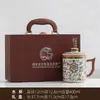 Taza de té de cerámica Ru Kiln personalizada, taza de oficina azul y blanco vintage, taza de cerámica con filtro separador de té y agua, taza de agua, recuerdo