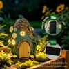 Atmosfera criativa pátio hera casa na árvore em forma de artesanato de resina jardim ornamento movido a energia solar decoração de casa
