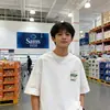 Marca Americana da Moda Juventude 100% Algodão Puro Camiseta Estampada de Manga Curta Verão Novo Estilo Simples Solta Camiseta de Manga Meia
