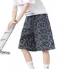 Shorts Esportivos para Homens e Mulheres, Verão Fino Estilo Coreano Calças de Comprimento Médio, Pretas Soltas Retas Casuais de Perna Larga Cinco Pontos