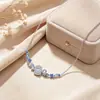 Nuevo collar azul de microincrustaciones de lujo, cadena simple de clavícula con sonrisas, accesorio elegante, venta al por mayor desde la fábrica de origen