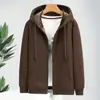 Sudadera Cardigan para Hombre con Capucha, Cremallera, Talla Extra Grande, Forro Polar, Engrosada, Corte Holgado, Chaqueta Deportiva Casual, Nuevo Estilo de Invierno