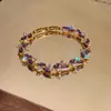 Pulsera Simple Chapada en Oro Real con Circonita para Mujer Joyería de Mano Geométrica de Alto Nivel Dulce Temperamento Dopamina Versátil Venta al por Mayor
