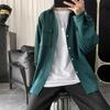 Camisa a rayas de otoño e invierno para hombre, marca de moda Harajuku, camisa informal de manga larga, estilo coreano, camisa holgada, chaqueta