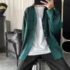 Camisa a rayas de otoño e invierno para hombre, marca de moda Harajuku, camisa informal de manga larga, estilo coreano, camisa holgada, chaqueta