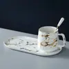 Taza y Platillo de Cerámica Estilo Nórdico para Desayuno, Set de Tazas de Café Ins de Lujo Ligero, Taza para el Té de la Tarde, Taza de Alto Valor Estético, Transfronterizo