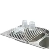 Estante escurridor para fregadero de cocina, cortina enrollable escurridora, estante de almacenamiento de platos para fregadero, escurreplatos plegable, cesta de drenaje