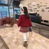 Suéter para Niñas Otoño Invierno 2026 Nuevo Estilo Infantil Elegante Invierno Engrosado Bebé Rojo Navidad Tejido Ropa de Invierno Superior