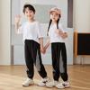 Pantalones deportivos casuales holgados de cuatro barras para niños de primavera 2024, pantalones sencillos de moda con tobillo ajustado y a prueba de mosquitos para niños y niñas pequeños y medianos
