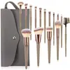 15 juegos de brochas de maquillaje color oro champán brocha para pintura suelta brocha para sombra de ojos traje juego completo de pelo suave brocha portátil para maquillador