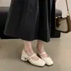 Zapatos Mary Jane Chuyuji Estilo Retro Francés de Punta Cuadrada y Tacón Bajo para Mujer, Tacón Medio, Estilo de Noche Primavera/Otoño, Tacón Grueso de Hada