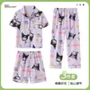 Pijama de Verano para Niñas, Camiseta de Manga Corta y Pantalones Largos, Nuevo Cárdigan Estilo Coreano, Conjunto de Tres Piezas para el Hogar para Niños Mayores