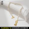 Collar con colgante de corazón de perlas naturales chapado en oro con diamantes y hebilla Ot, resistente a la decoloración, versátil y de alta gama para mujer.