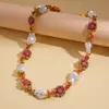 Cadena de Suéter de Flor con Perlas de Imitación y Diamantes Estilo Retro Europeo y Americano, Moda Estilo Palacio, Elegante, Lujo Ligero, Collar de Gama Alta para Mujer