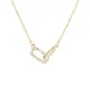Collar Doble Ovalado Colgante de Doble Anillo Entrelazado con Diamantes Lujo Ligero Gama Alta Europeo y Americano Amazon Nueva Venta Directa de Fábrica