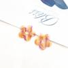Acrílico Japonés y Coreano Colorido Patrón Cepillado Flores Hechas a Mano Pequeños Pendientes Frescos Tocado DIY Accesorios de Joyería