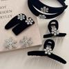 Floco de neve de inverno veludo preto elegante all-match headband outono e inverno acessórios para cabelo grampo de cabelo grampo de cabelo BB clipe textura novo