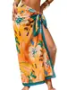 2026 Nuevo Traje de Baño Transparente para Mujer Sarong de Talla Única para Todos los Trajes de Baño Cubre-Traje Estampado Floral de Verano Gasa